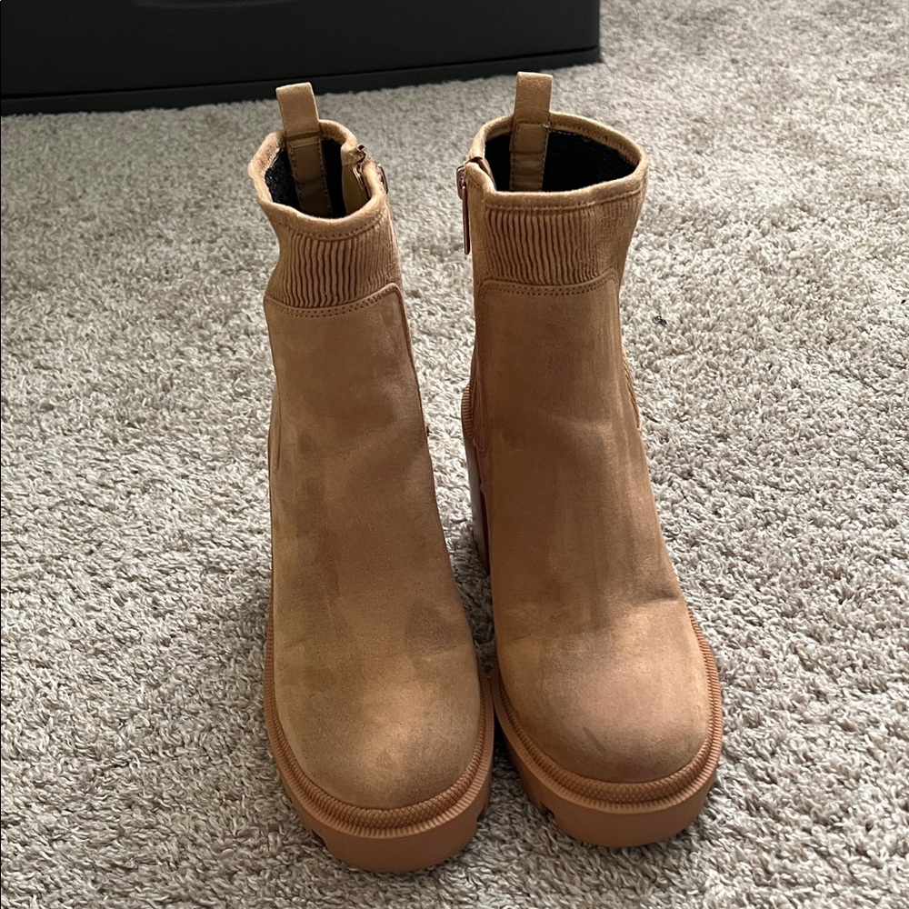 Jennifer Lopez Tan Ankle Booties